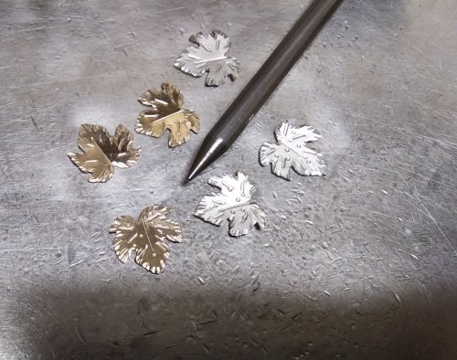 Judy Larson's Sugared Grapes Pendant - , Metalwork, Butane Torch, Soldering, Solder, make divots in the leaves